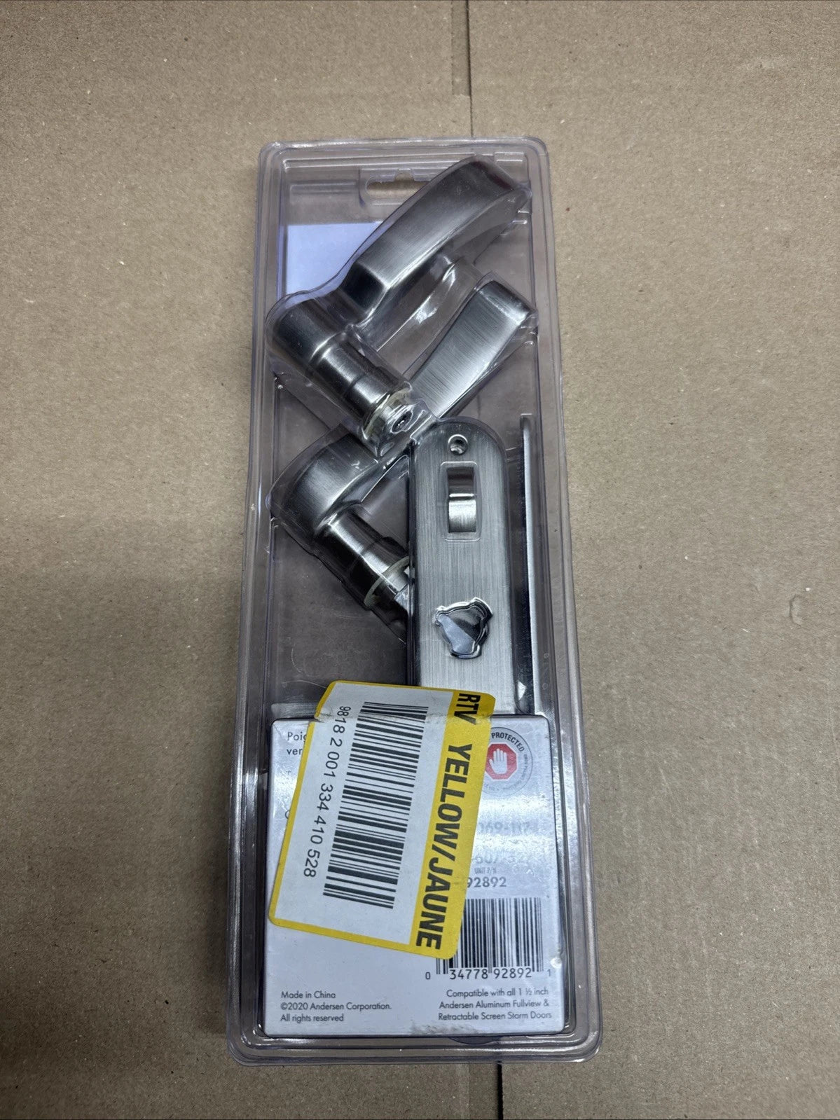 Anderson Traditional Nickel Storm Door Handle Set with Deadbolt Lock NEW In PKG