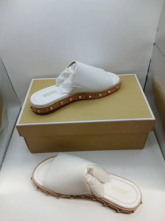 Michael Kors Ellen Slide Leather White Size 5.5