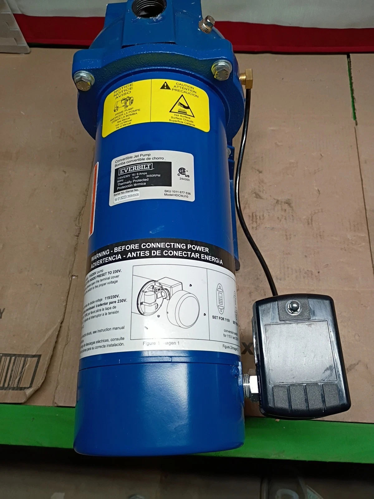 Everbilt 1 HP Professional Convertible Jet Pump. Read Description*PARTS ONLY*