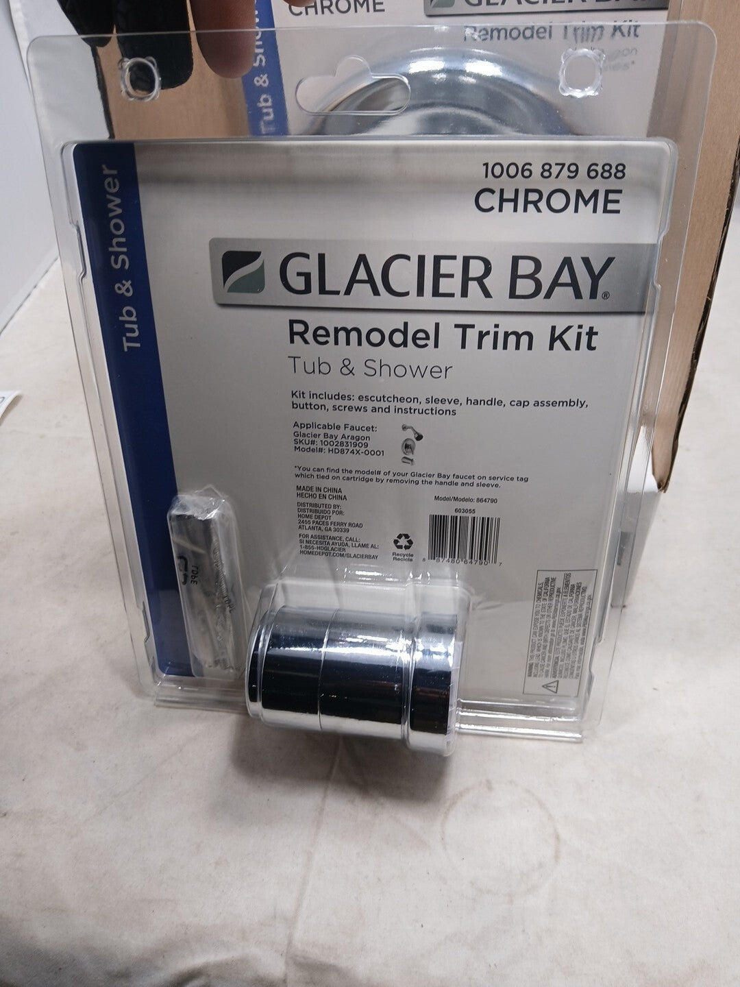 4-PK Glacier Bay 864790 Tub Shower Remodel Trim Kit Chrome 1-Handle 1006 879 688