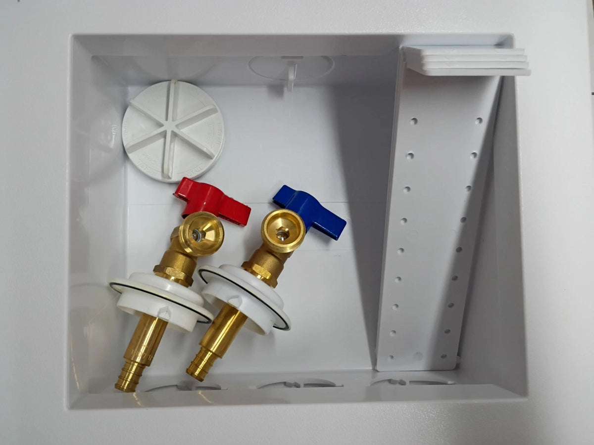 (2 Pack) Oatey Quadtro 38528 Washing Machine Outlet Box With PEX Crimp Valves OB