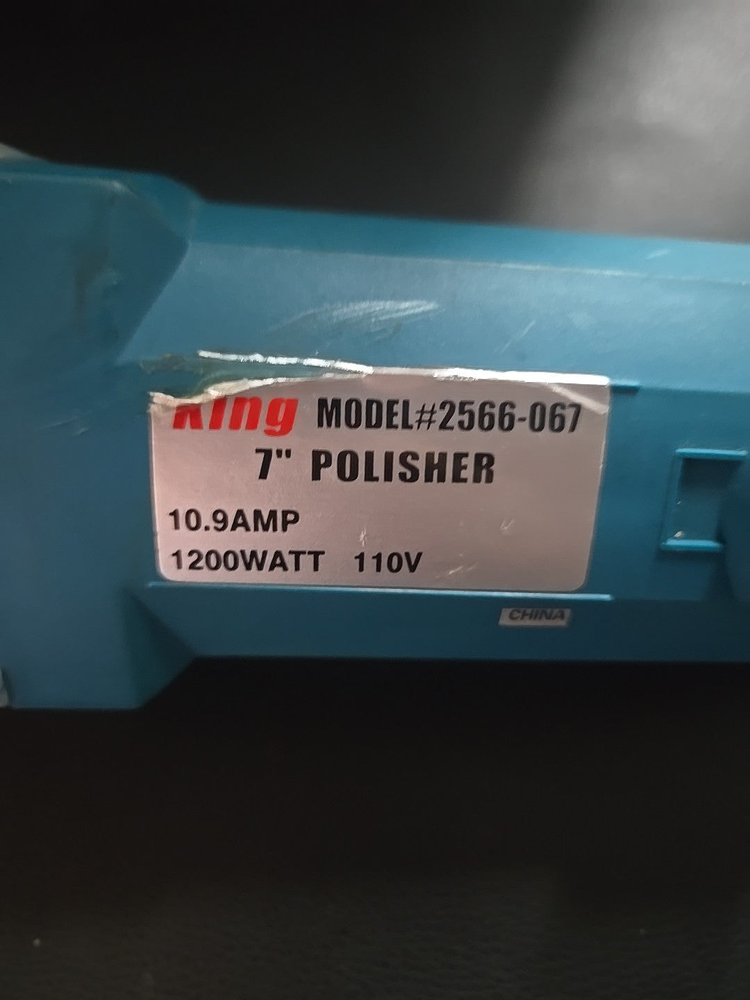 King 7" Polisher Buffer Model 2566-067 10.9 Amp 1200 Watt.